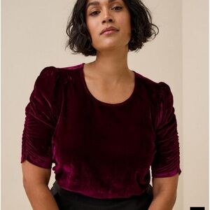 Torrid Velvet Ruched Sleeve Top